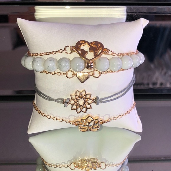 Gray And Gold Stackable Bracelets - Picture 7 of 7